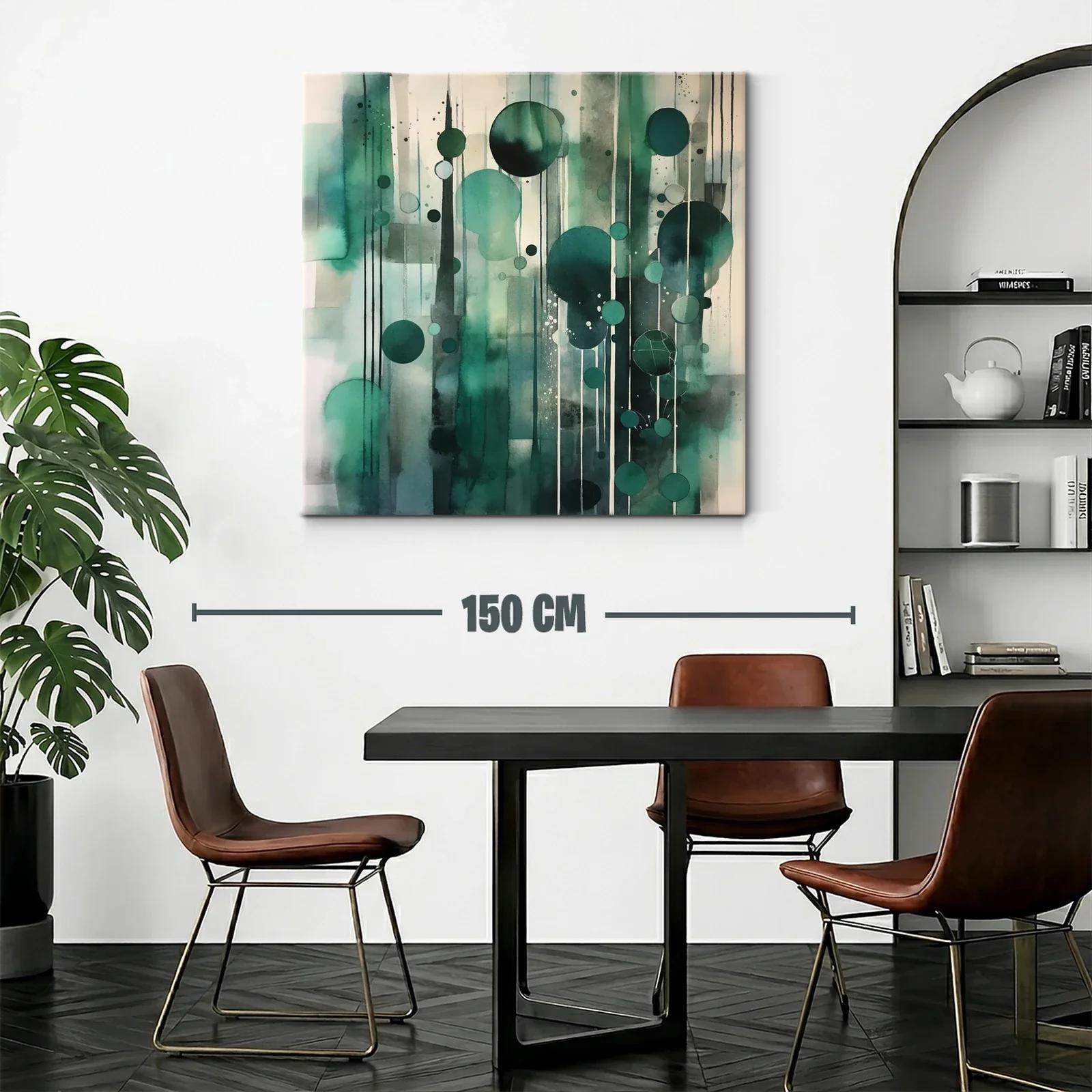 Composición abstracta de círculos y líneas en tonos verdes — miniatura 2