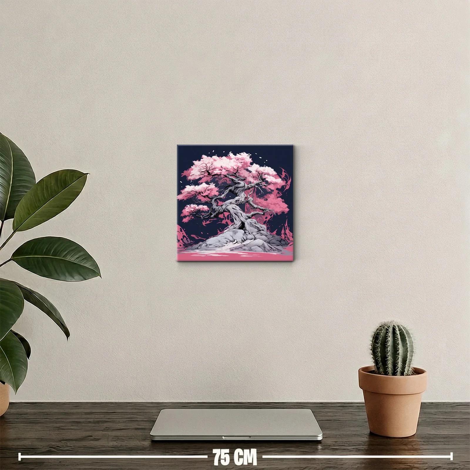 Árbol de Cerezo en Flor con Raíces Fuertes y Detalladas — miniatura 2