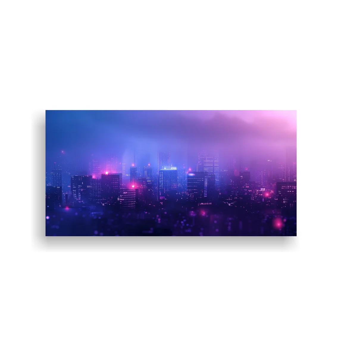 Cuadro skyline urbano nocturno en neón — imagen principal