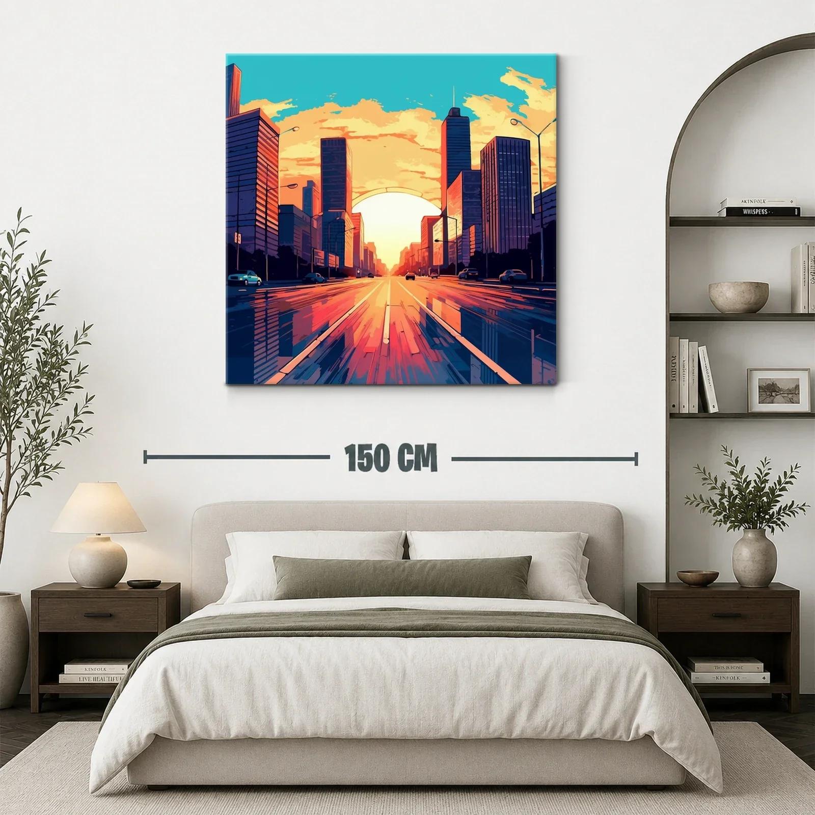 Atardecer urbano con reflejos vibrantes en la ciudad — miniatura 3