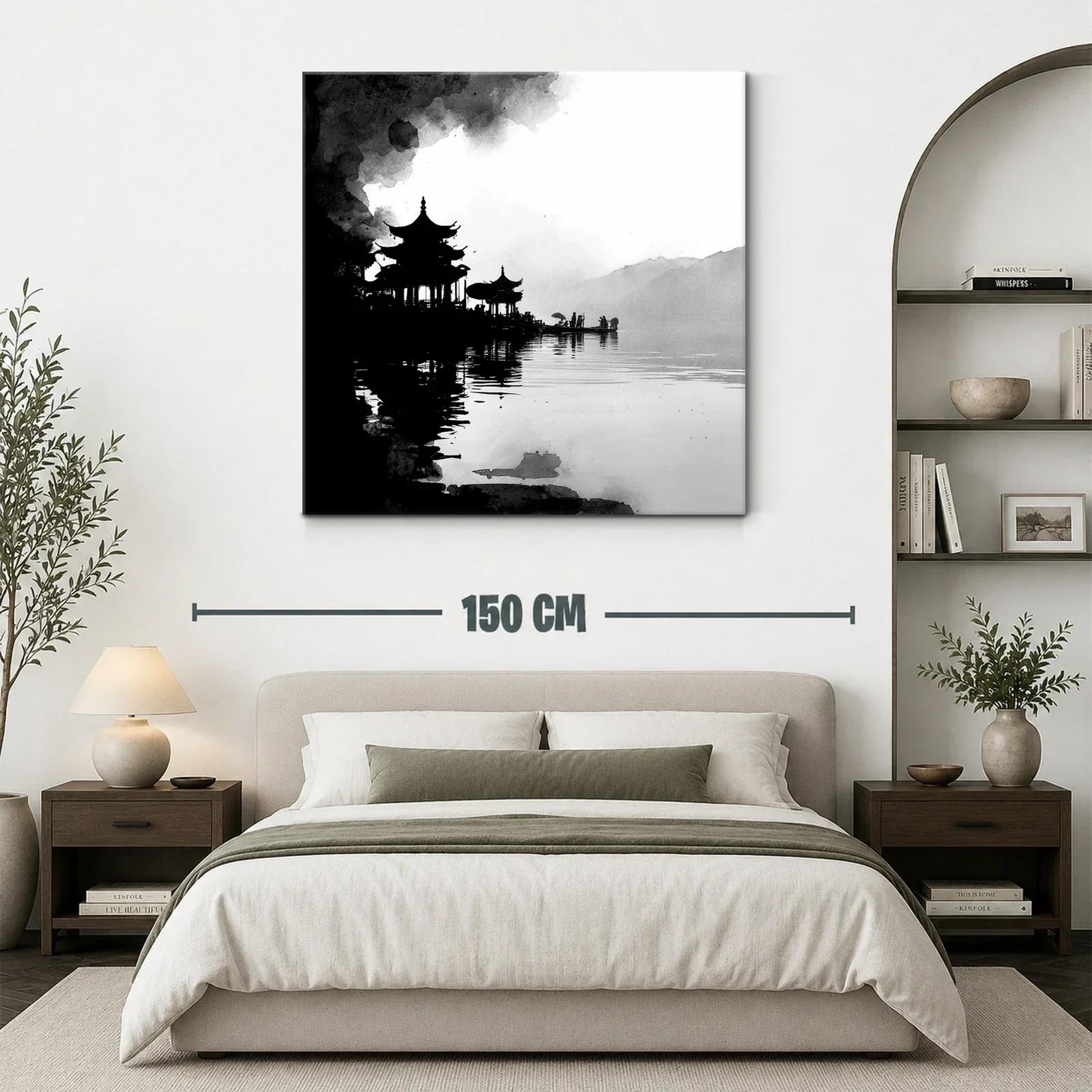 Serenidad oriental en acuarela en blanco y negro — miniatura 3