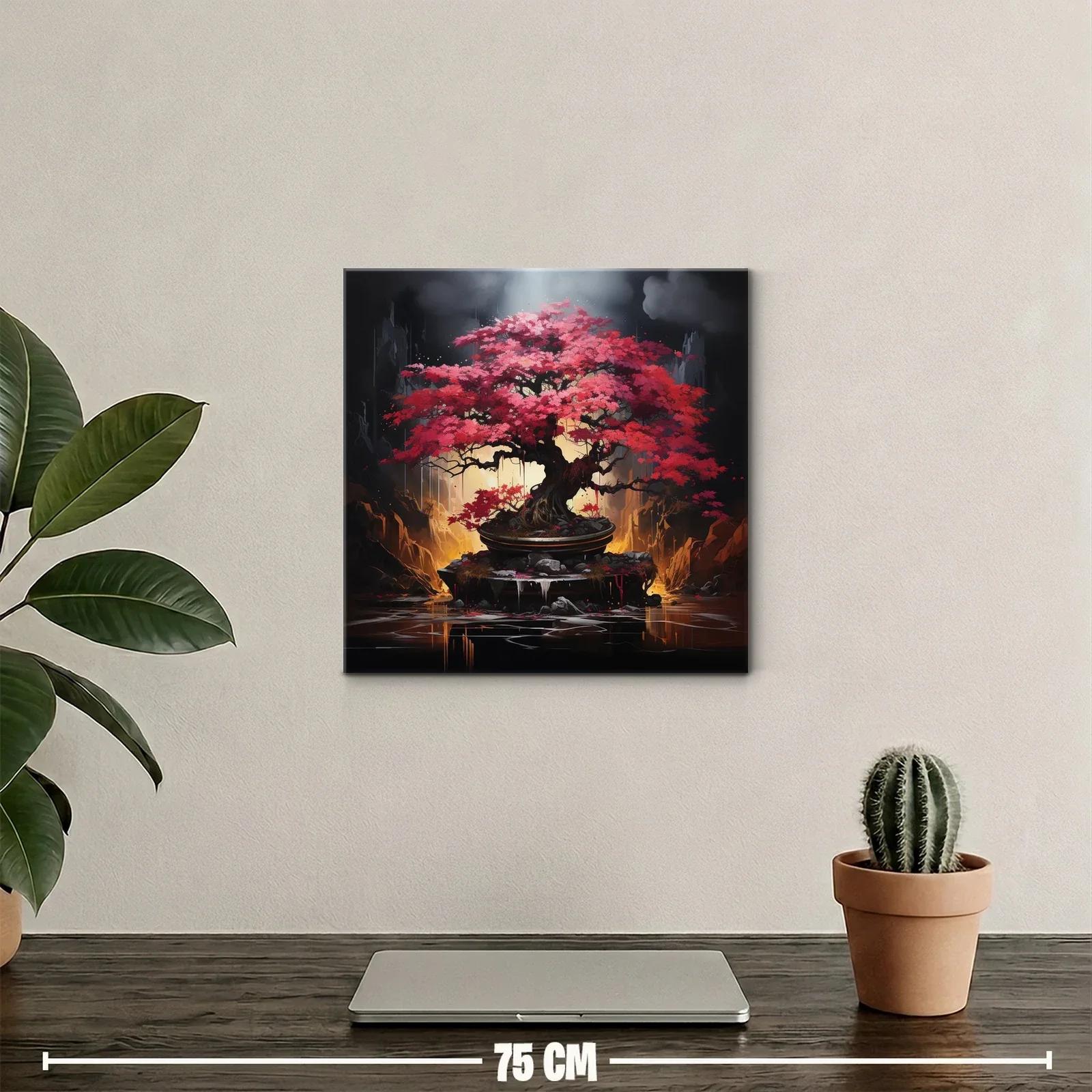 Árbol de hojas rojas en paisaje místico y oscuro — miniatura 2