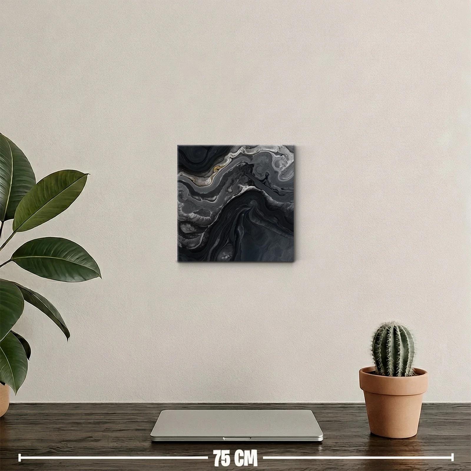 Cuadro Abstracto en Tonos Oscuros y Detalles Dorados — miniatura 2