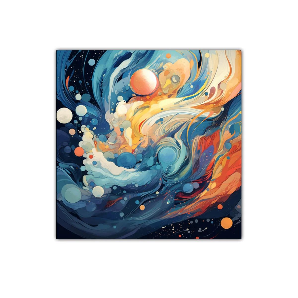 Cuadro abstracto con formas orgánicas y tonos vibrantes — imagen principal