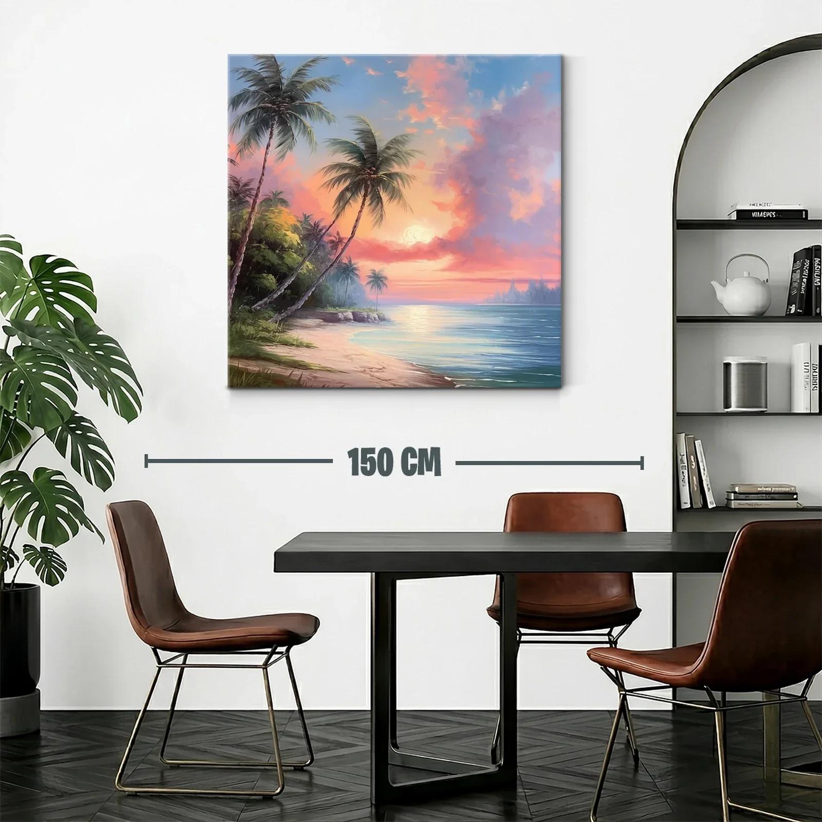 Atardecer tropical con palmeras junto al mar — miniatura 2