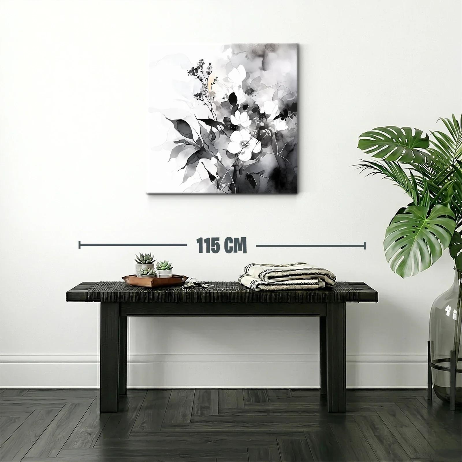 Arte floral en tonos suaves en blanco y negro — miniatura 2