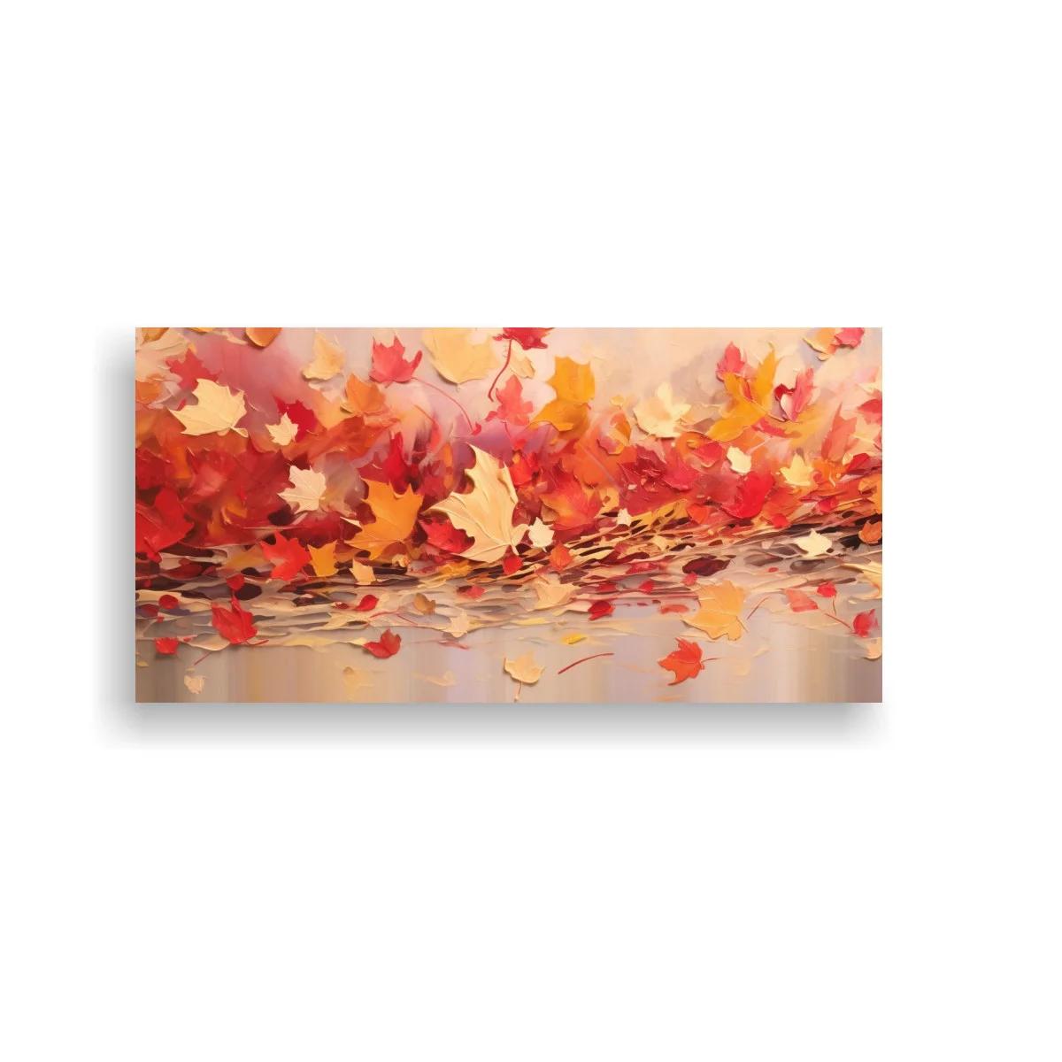 Cuadro hojas de otoño con follaje denso y fondo luminoso