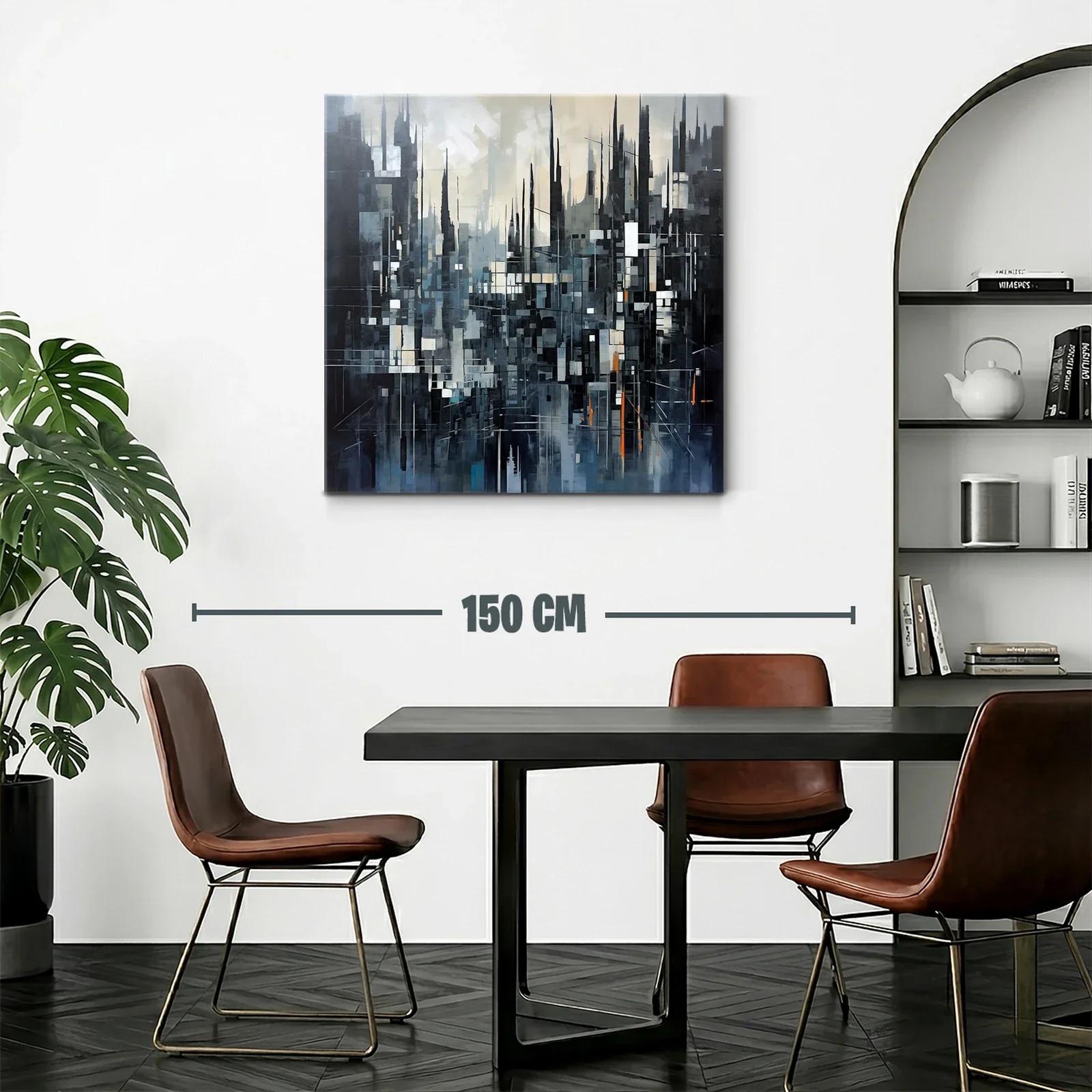 Composición abstracta urbana en tonos fríos y toques cálidos — miniatura 2