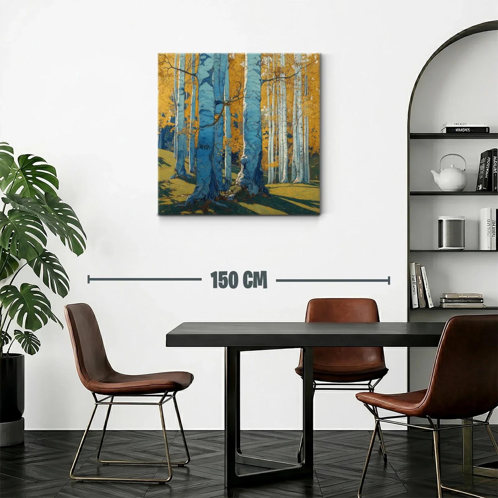 Bosque de abedules bajo luz dorada y sombras azules — miniatura 2