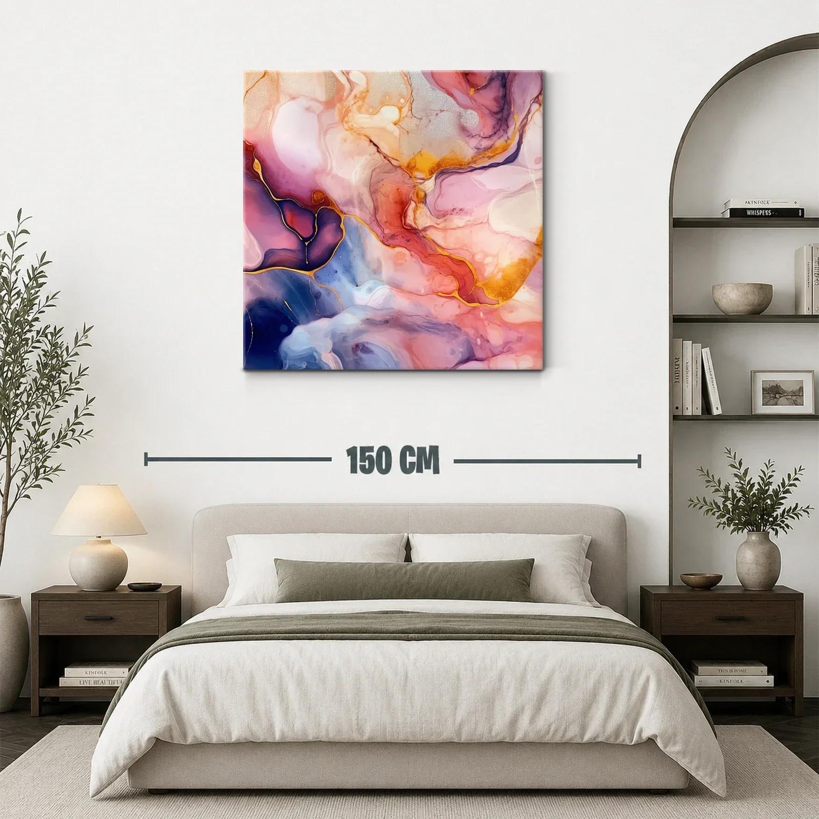 Arte abstracto fluido en tonos cálidos y fríos vibrantes — miniatura 3