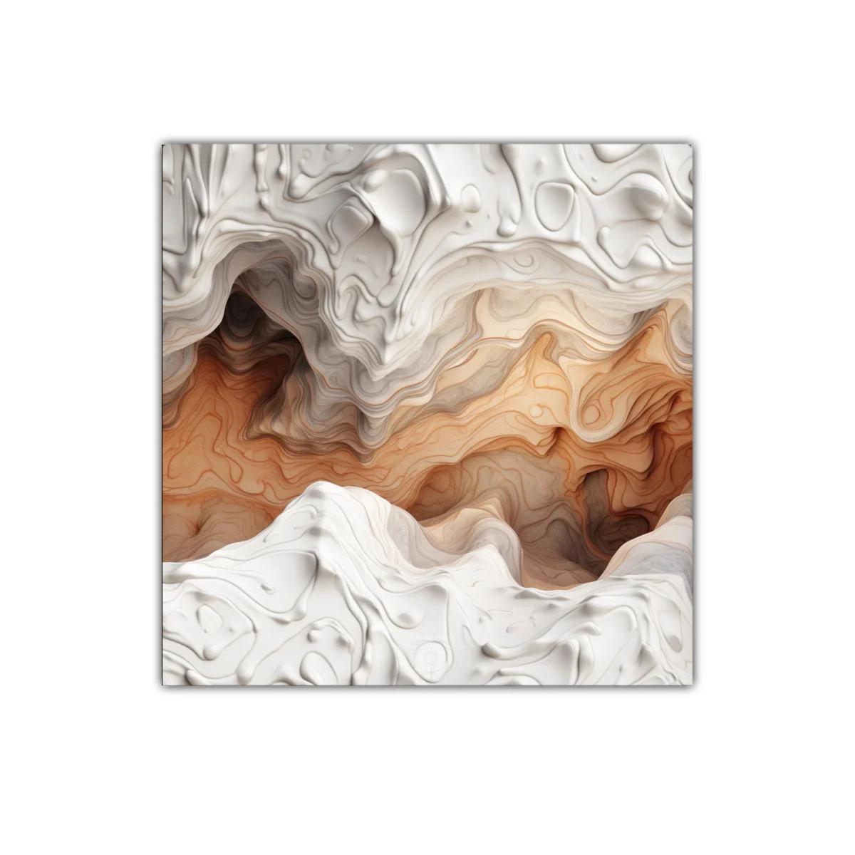 Arte abstracto con relieve en tonalidades tierra y blanco