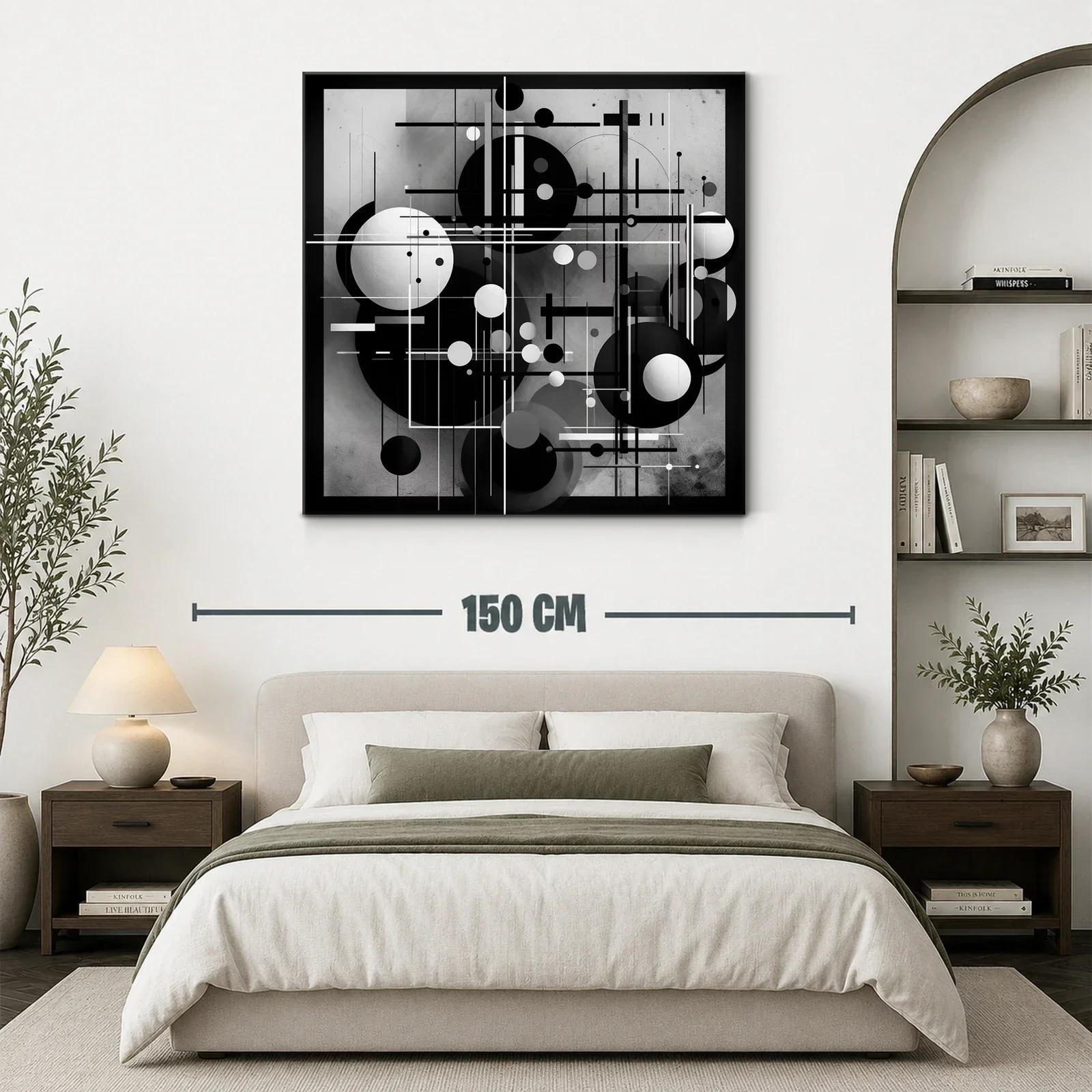 Arte abstracto geométrico en blanco y negro elegante — miniatura 3