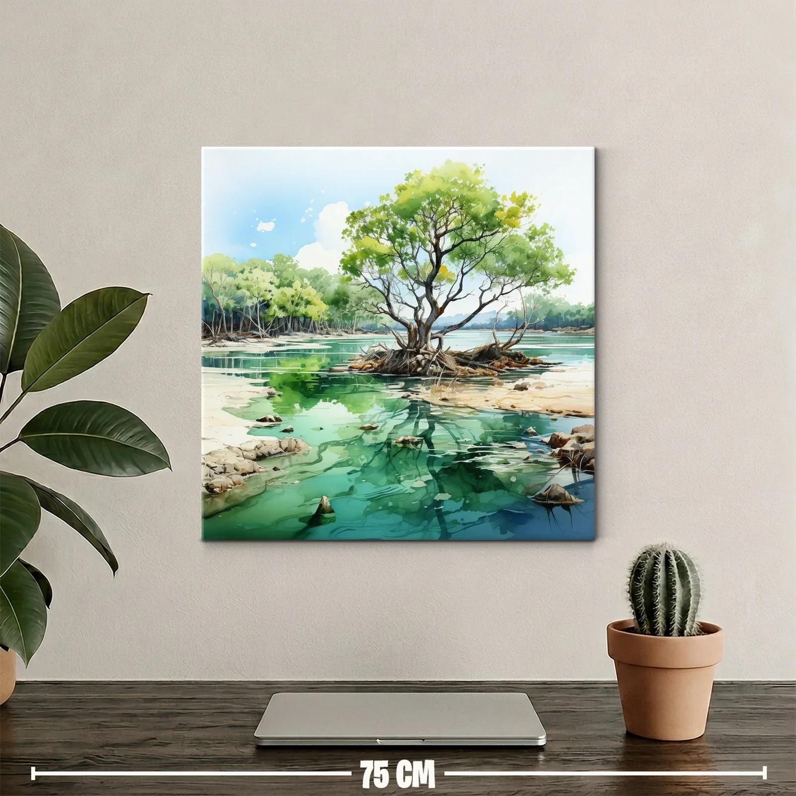 Serena escena natural con árbol y reflejos en lago tranquilo — miniatura 2