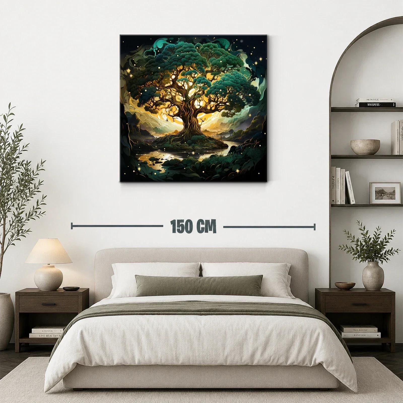 Árbol mágico iluminado con tonos verdes y dorados — miniatura 3
