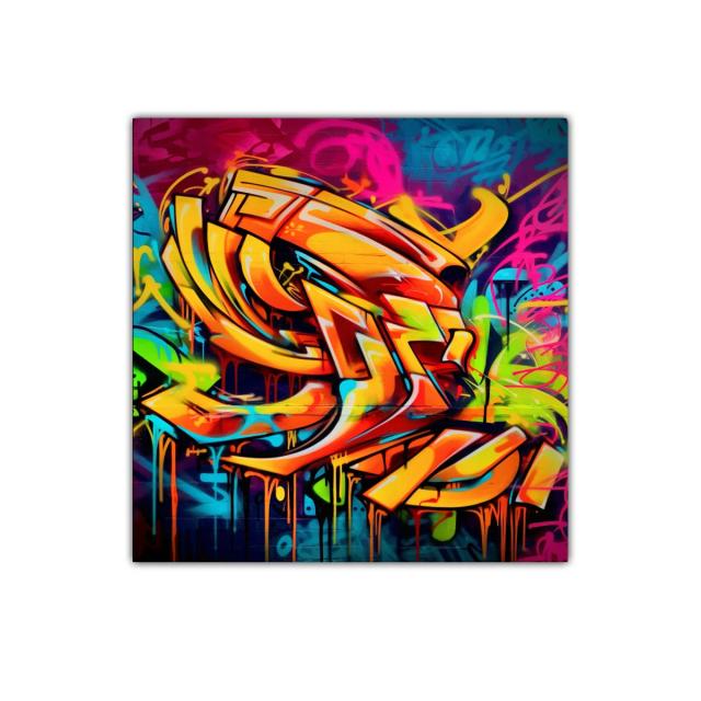 Cuadro abstracto con vibrantes formas urbanas coloridas