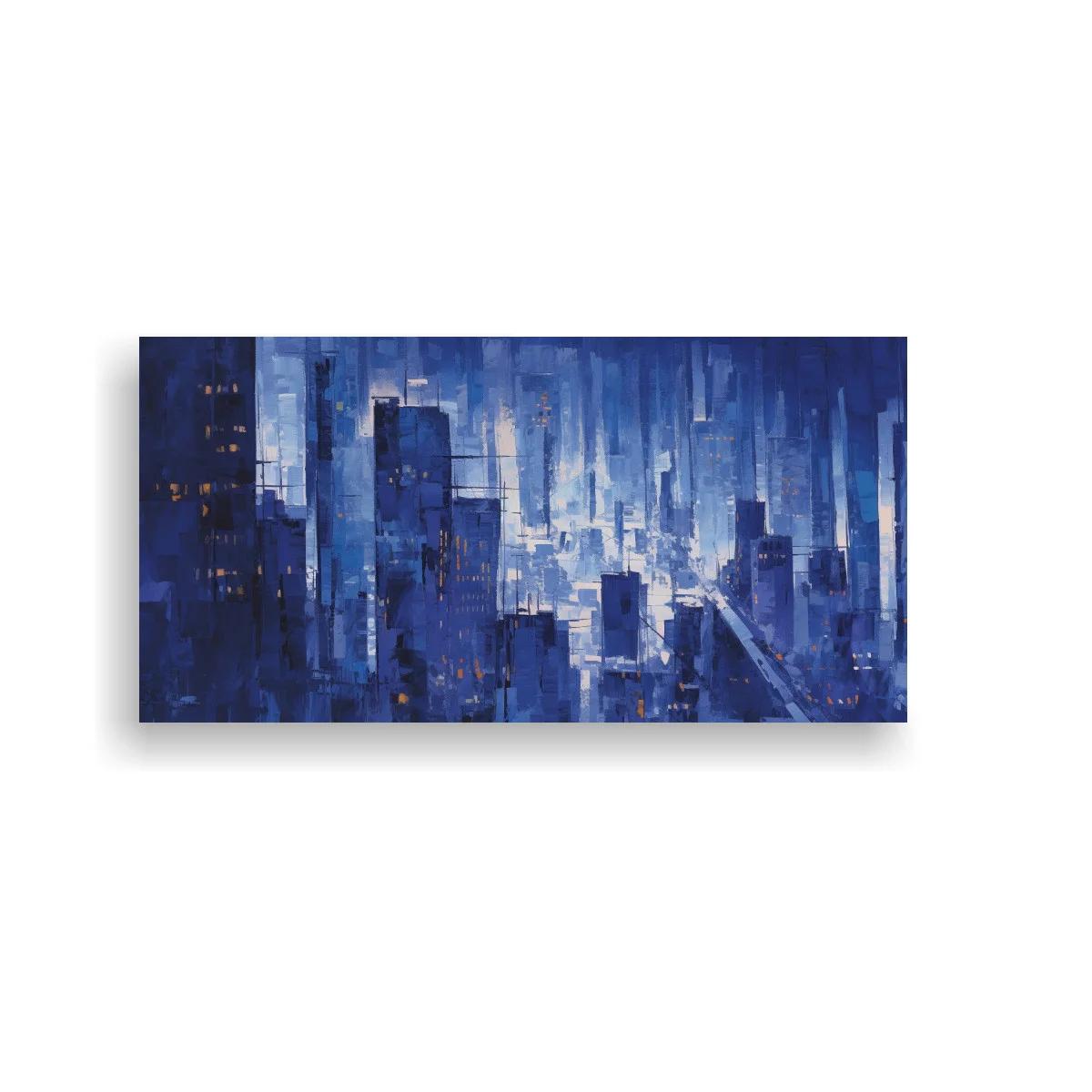 Cuadro skyline urbano azul con capas de pintura — imagen principal