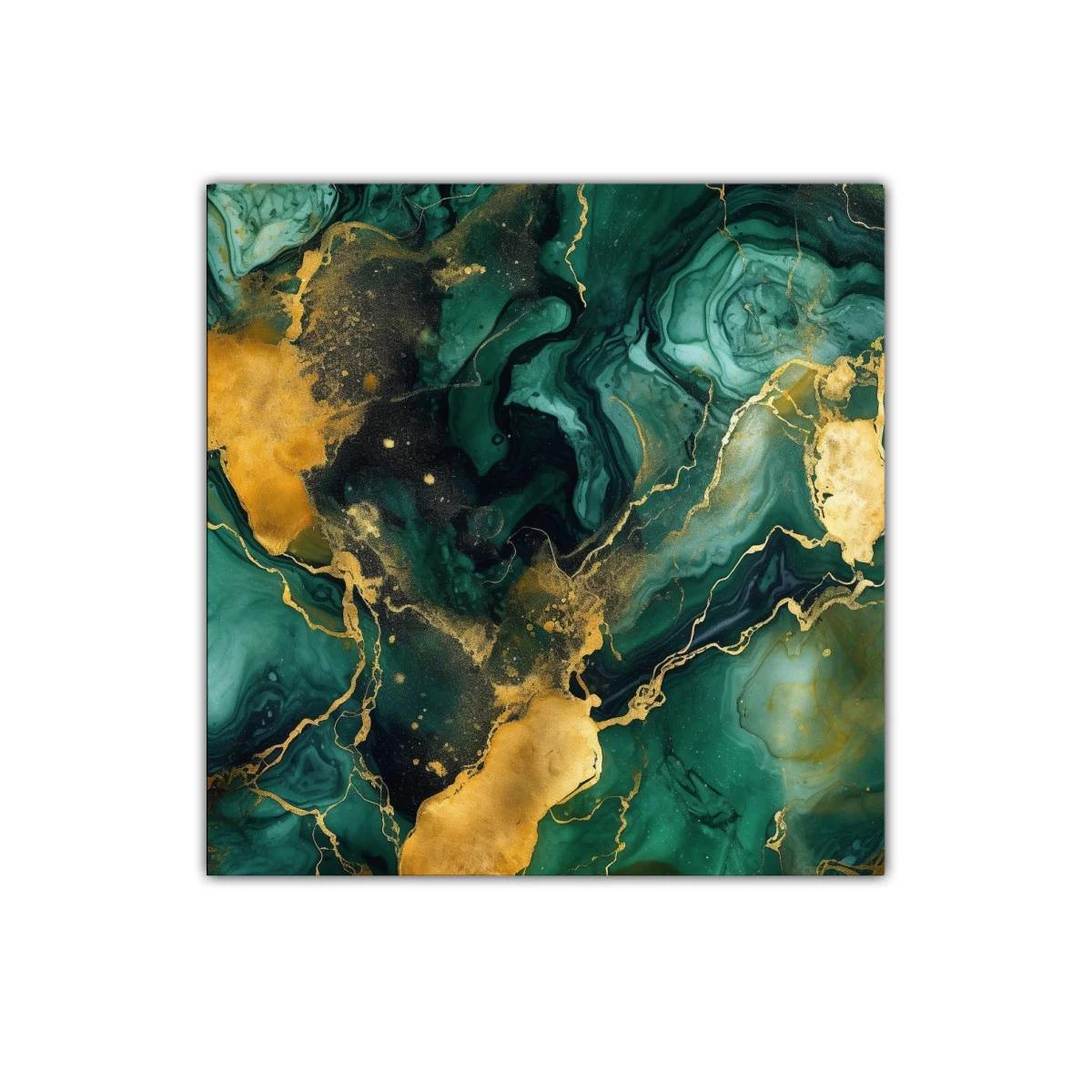 Composición abstracta en tonos verdes y dorados elegantes