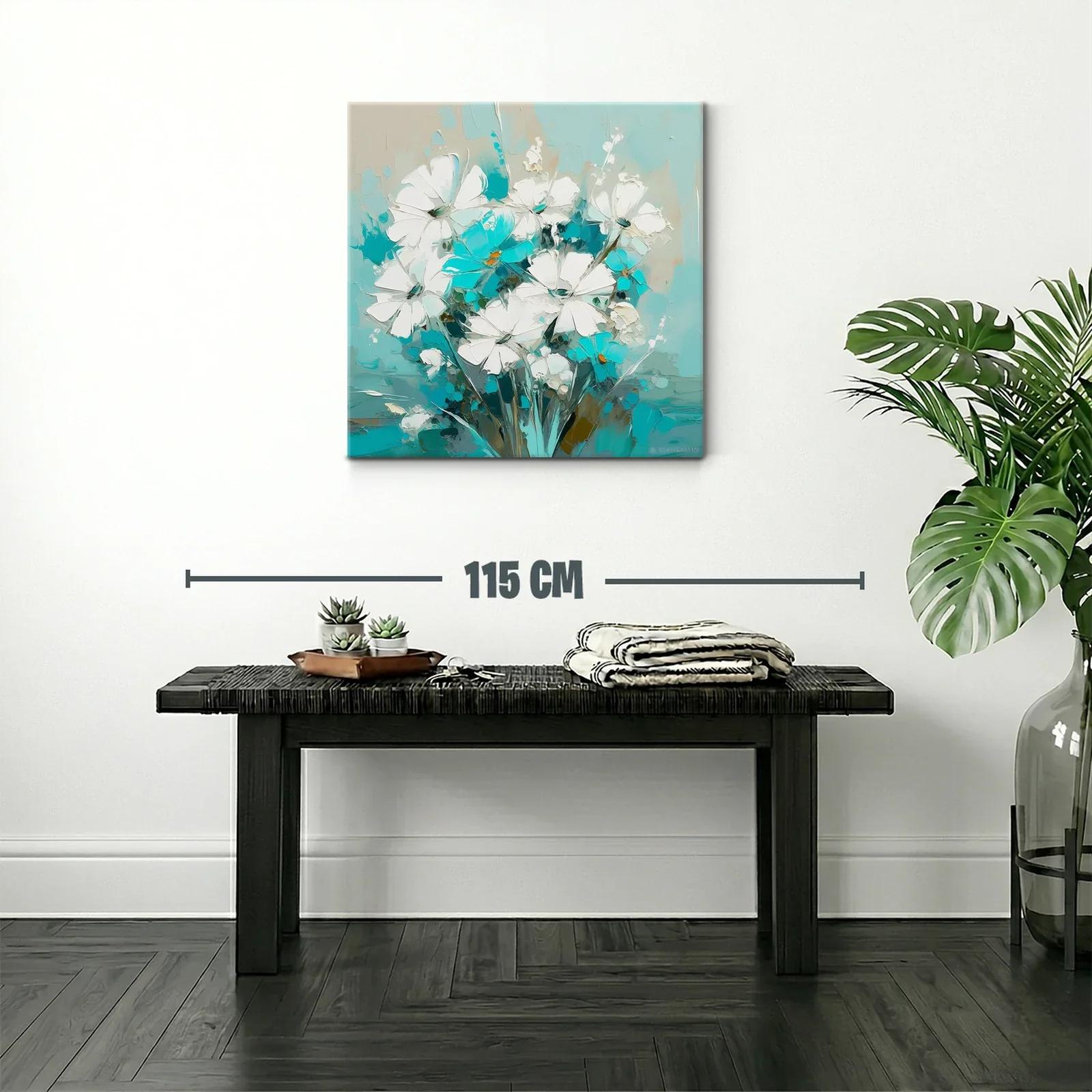 Ramo de flores blancas y turquesa en estilo moderno — miniatura 2