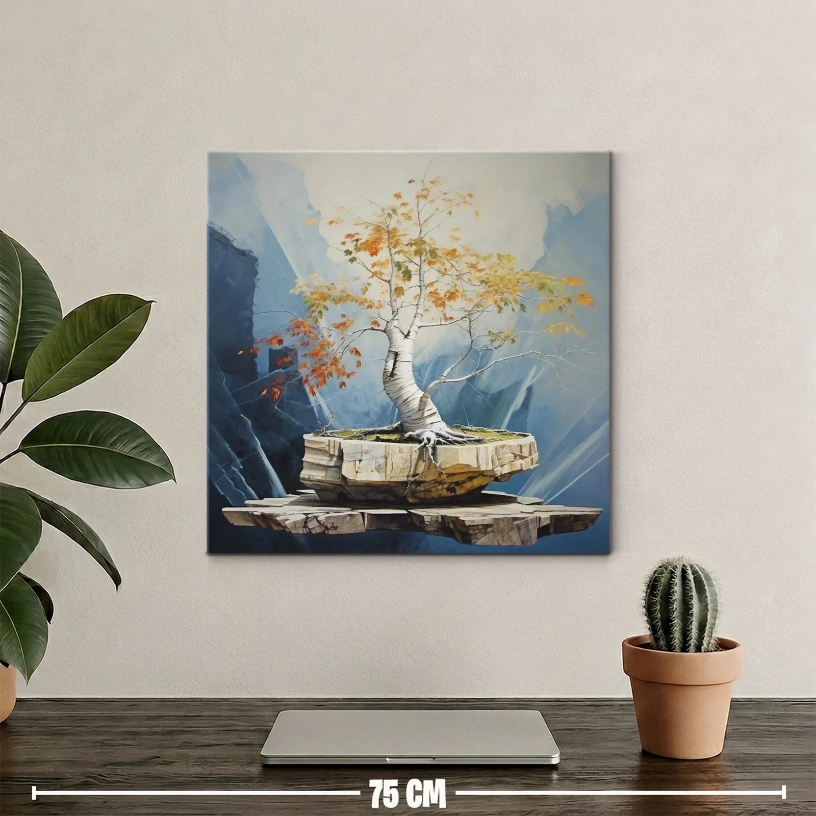 Árbol solitario en roca flotante con tonos otoñales — miniatura 2