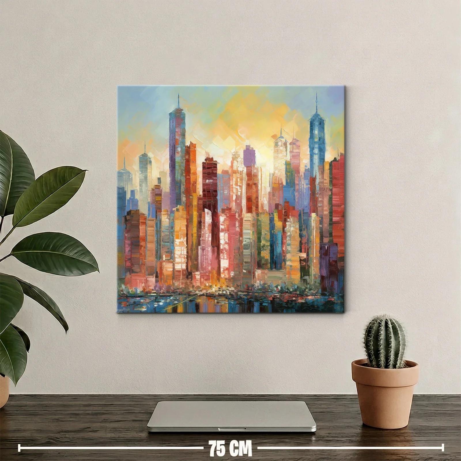 Paisaje urbano vibrante con tonos cálidos y fríos equilibrados — miniatura 2