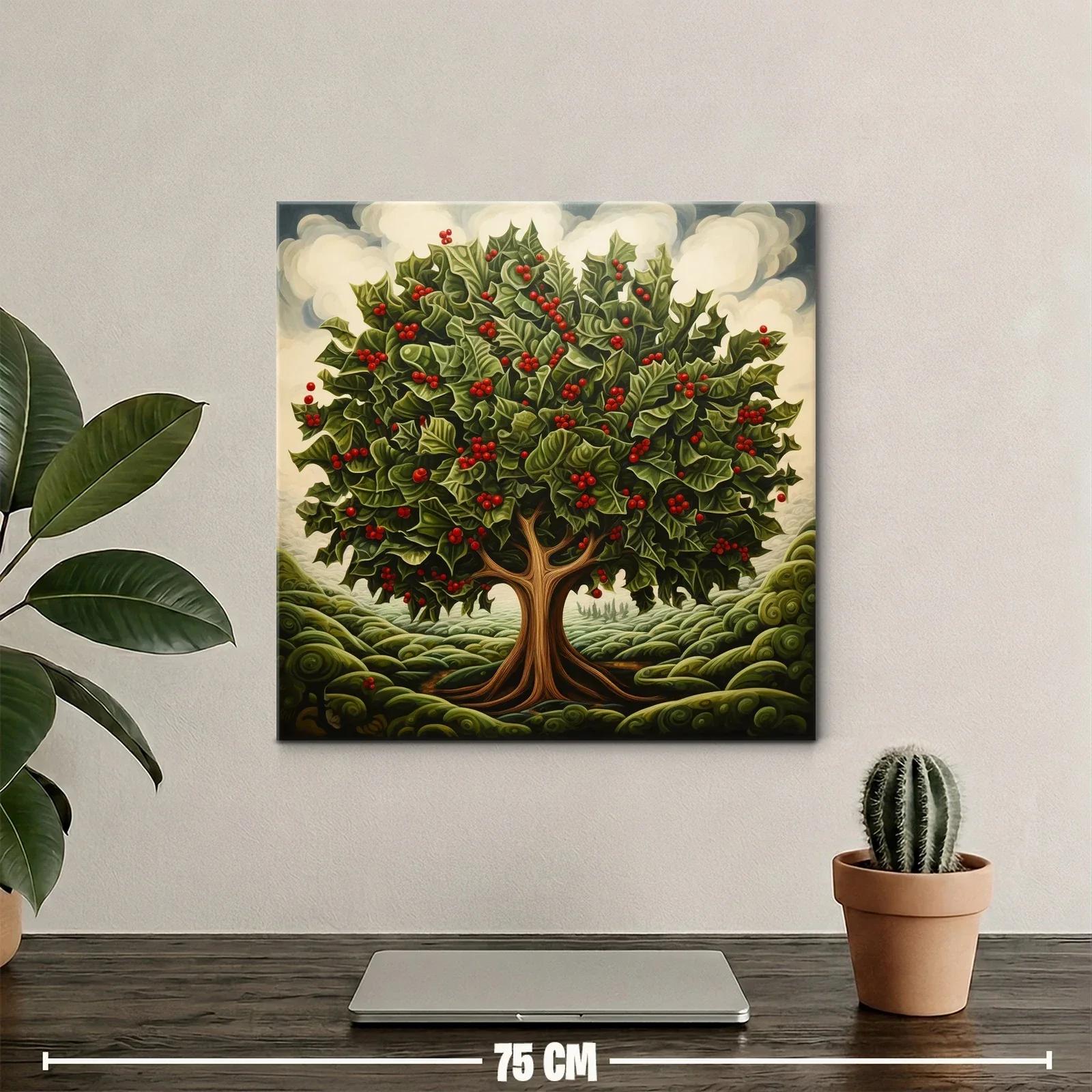 Árbol frondoso con hojas verdes y frutos rojos vibrantes — miniatura 2