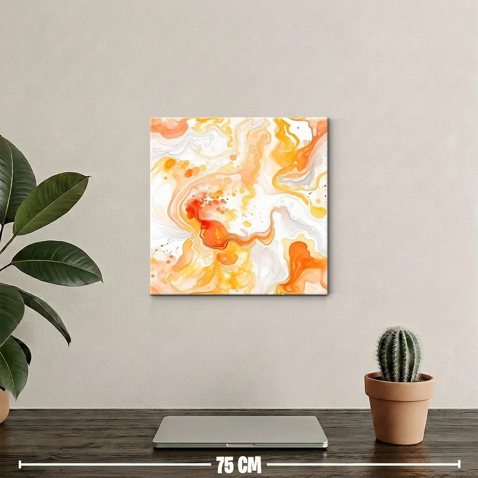 Cuadro abstracto con fluidez y tonos cálidos vibrantes — miniatura 2