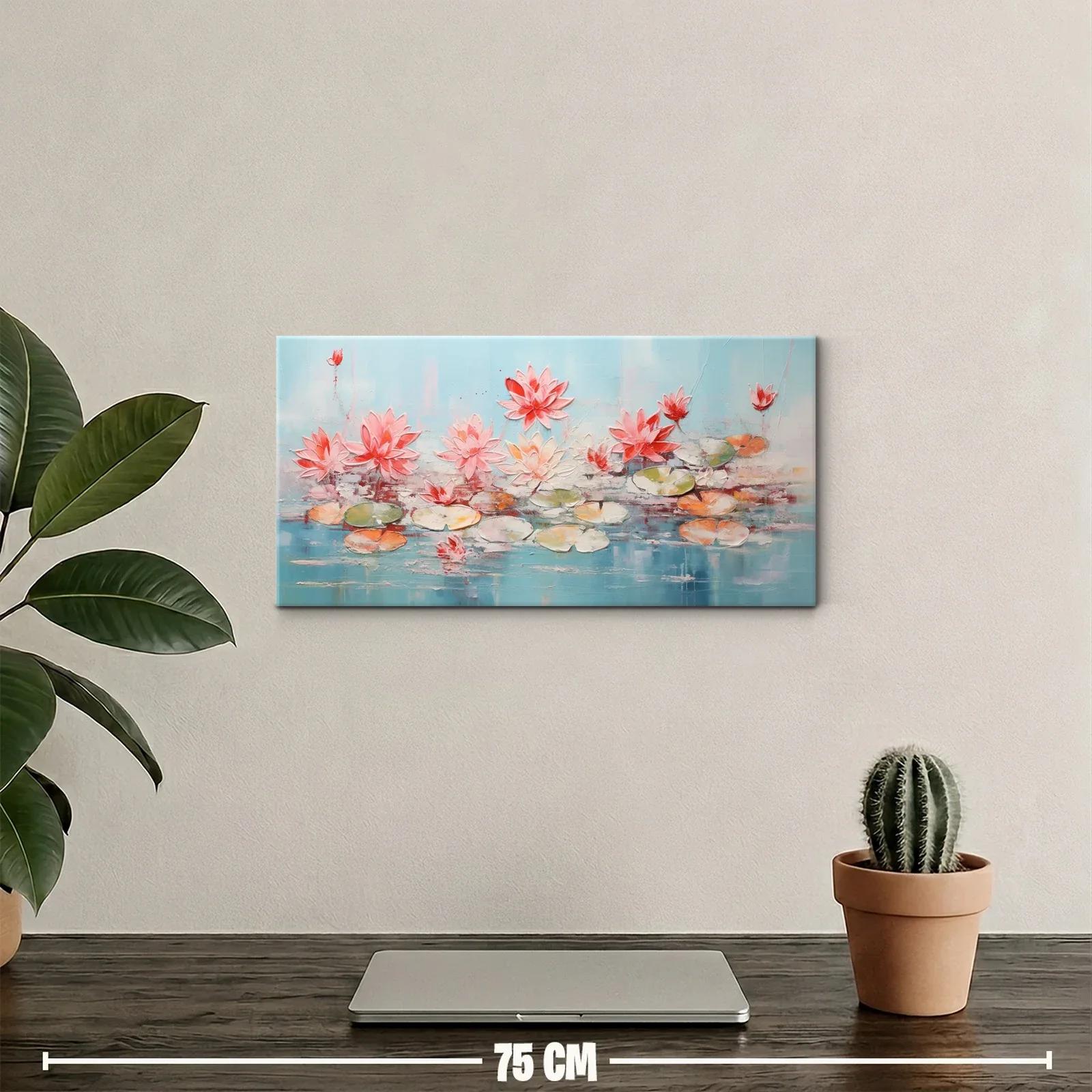 Cuadro nenúfares rosados en agua tranquila — miniatura 2