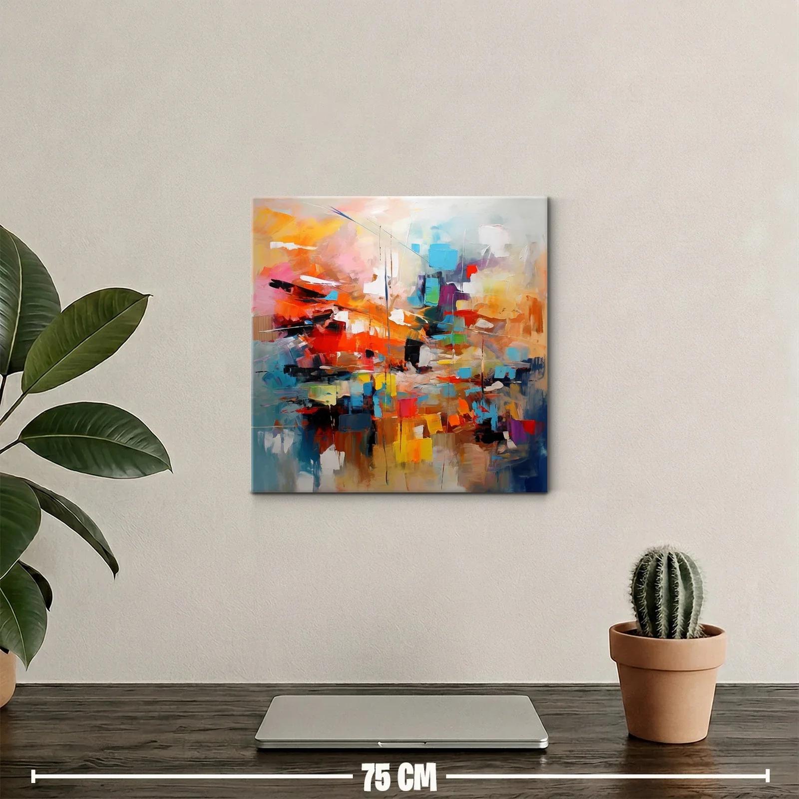 Composición abstracta con vibrantes tonos cálidos y fríos — miniatura 2