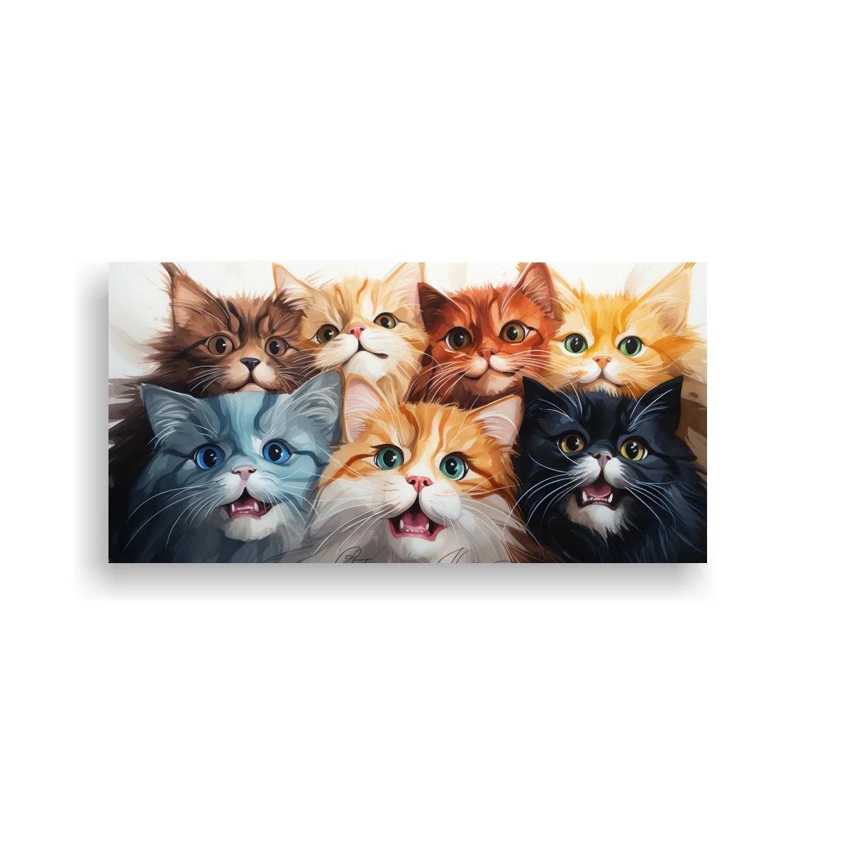 Cuadro grupo de gatitos con bocas abiertas