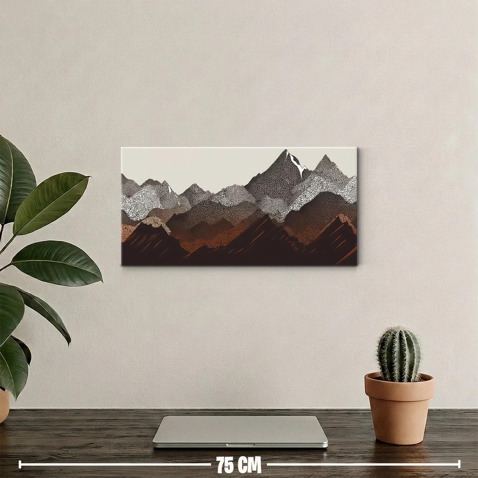 Cuadro cordillera de montañas con textura punteada — miniatura 2