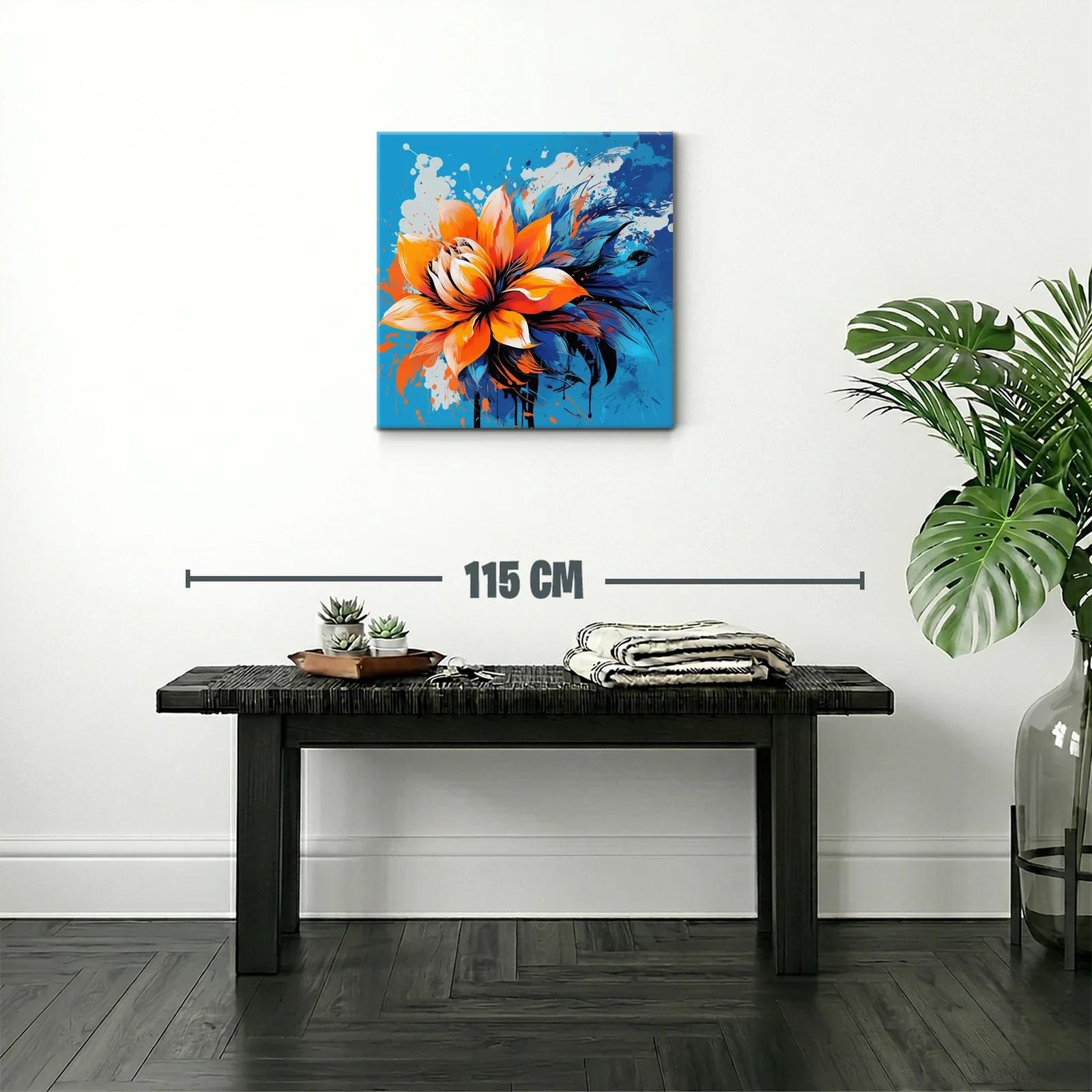 Flor vibrante con contrastes en azul y naranja intenso — miniatura 2