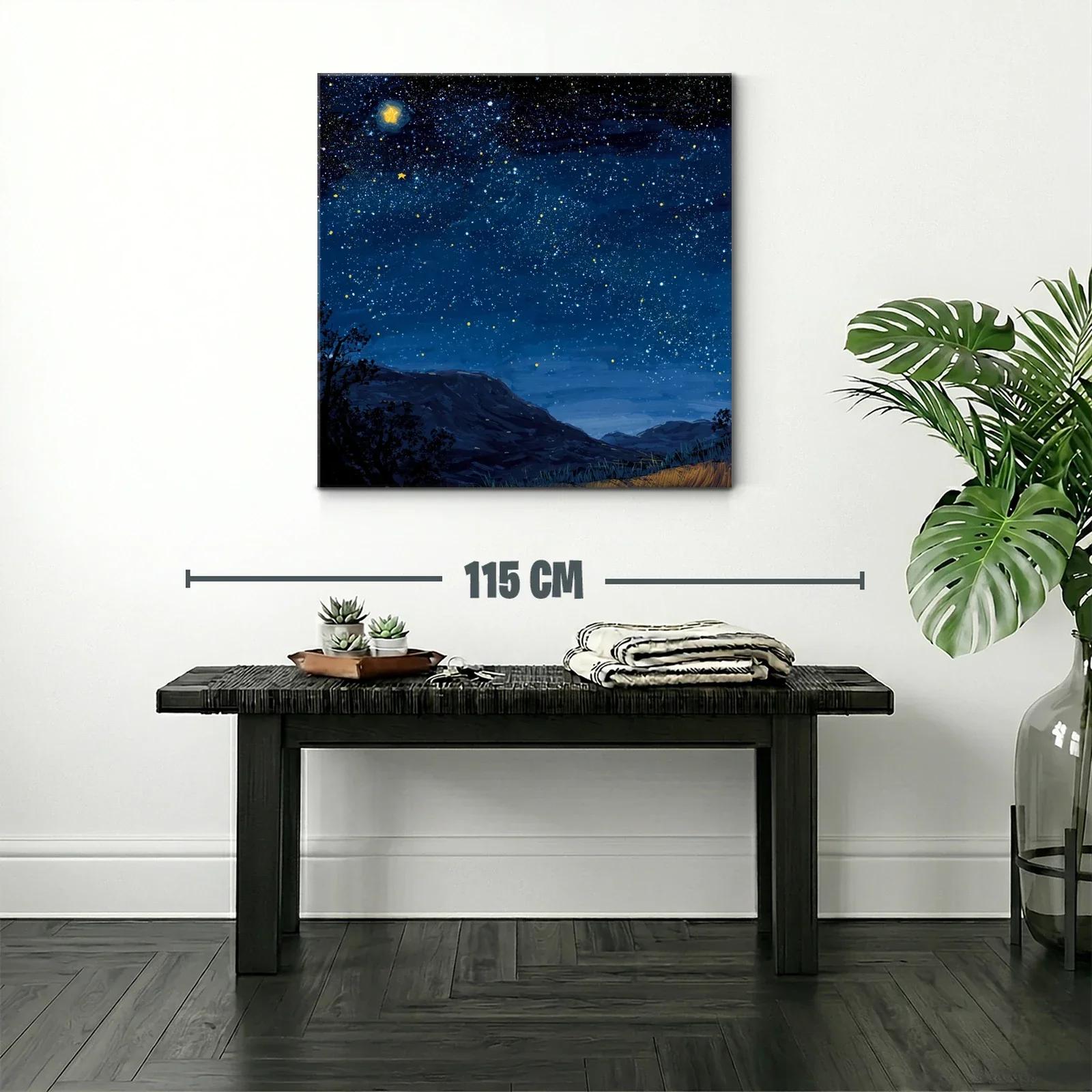 Cielo estrellado con montañas en calma nocturna — miniatura 2