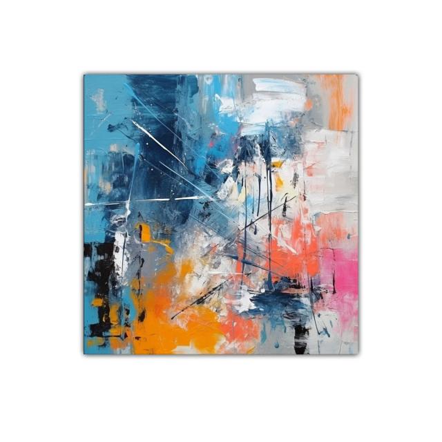 Cuadro decorativo abstracto con tonalidades vibrantes y contrastes