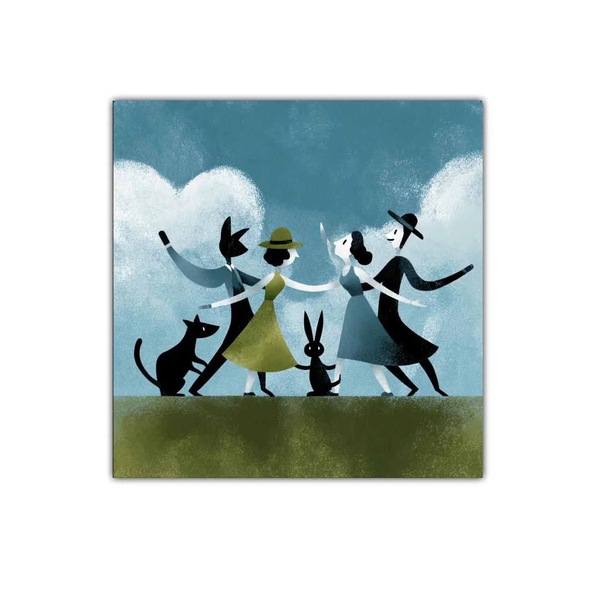 Danza Alegre con Animales en Tonos Suaves y Naturales — imagen principal