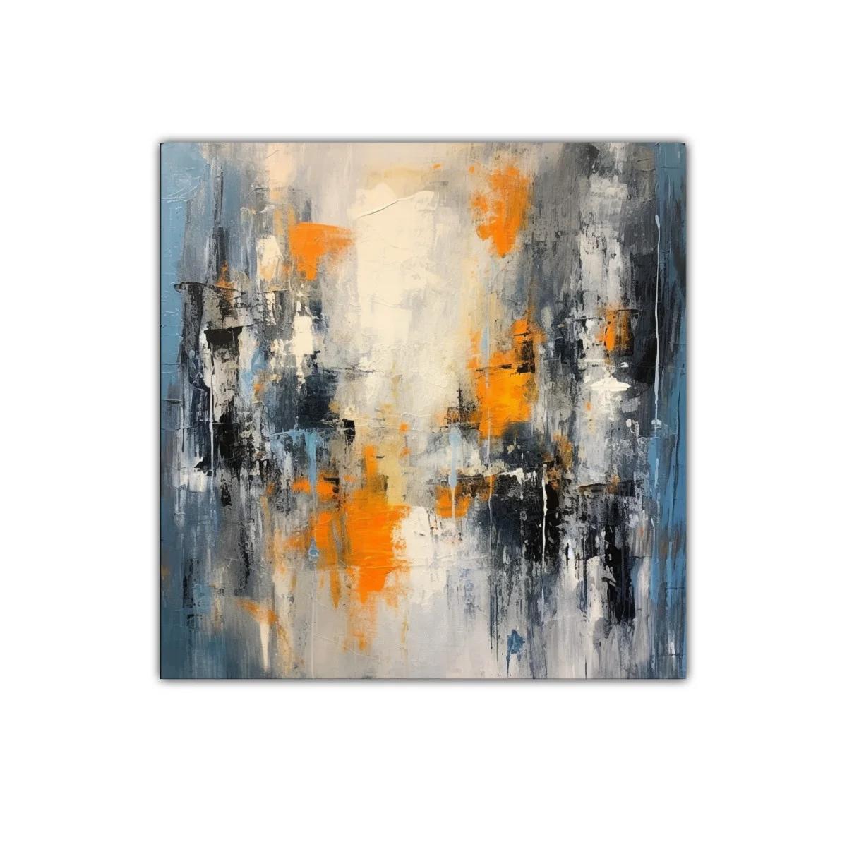 Cuadro Abstracto en Tonos Naranja y Azul para Decoración Moderna
