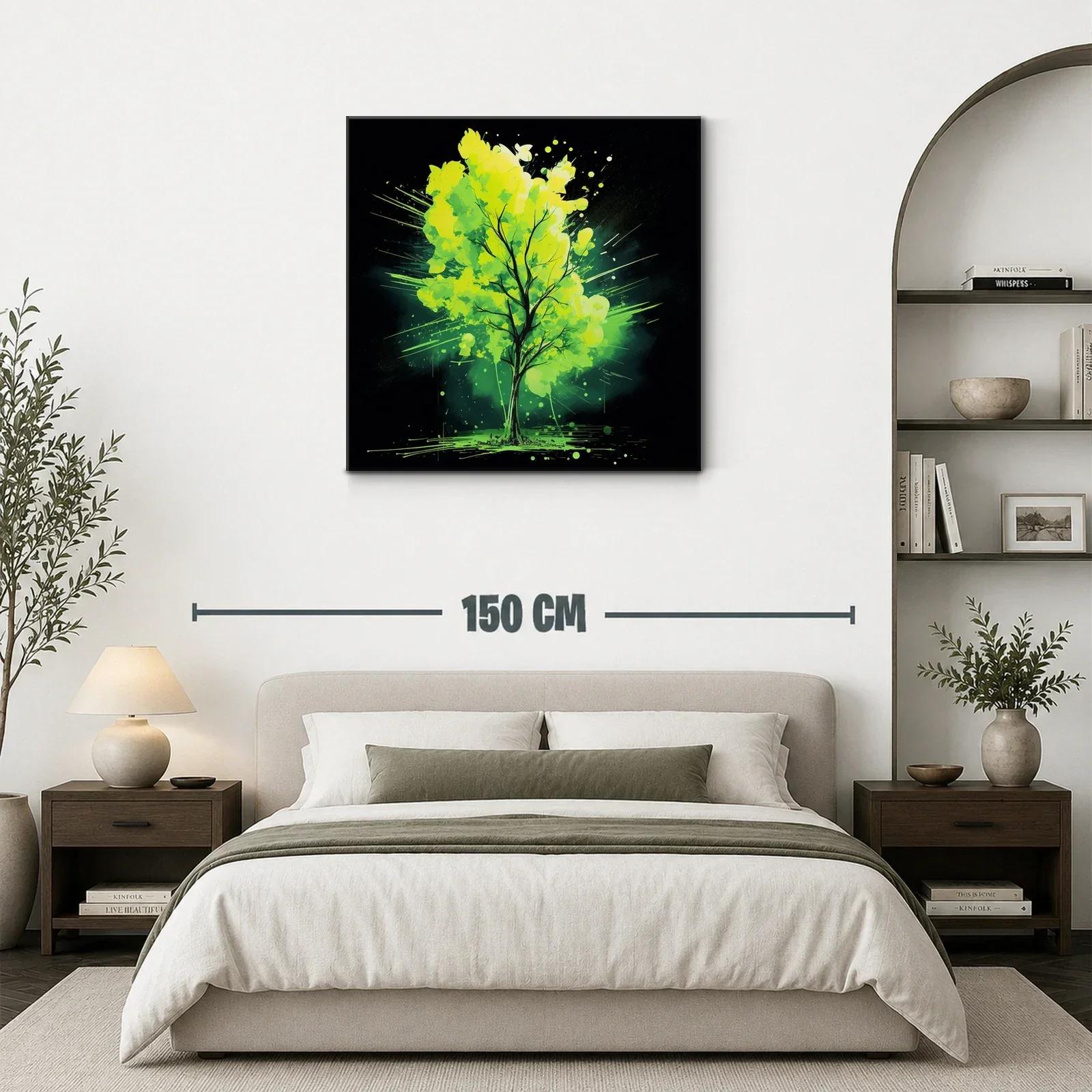 Cuadro vibrante de árbol con tonos verdes y negros — miniatura 3