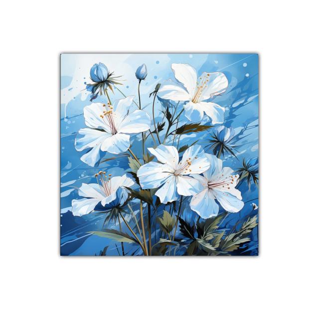Elegancia floral en tonos frescos y azules vibrantes