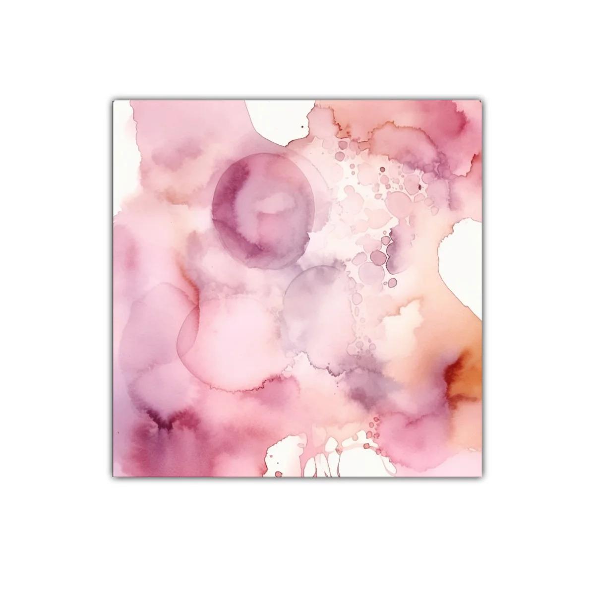 Cuadro abstracto en tonos rosas y melocotón suave