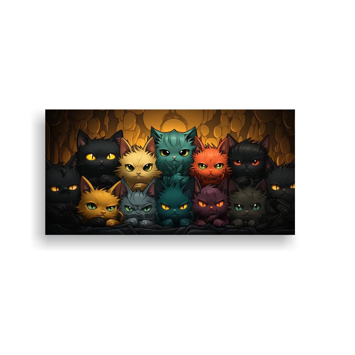 Cuadro grupo de gatos con ojos brillantes