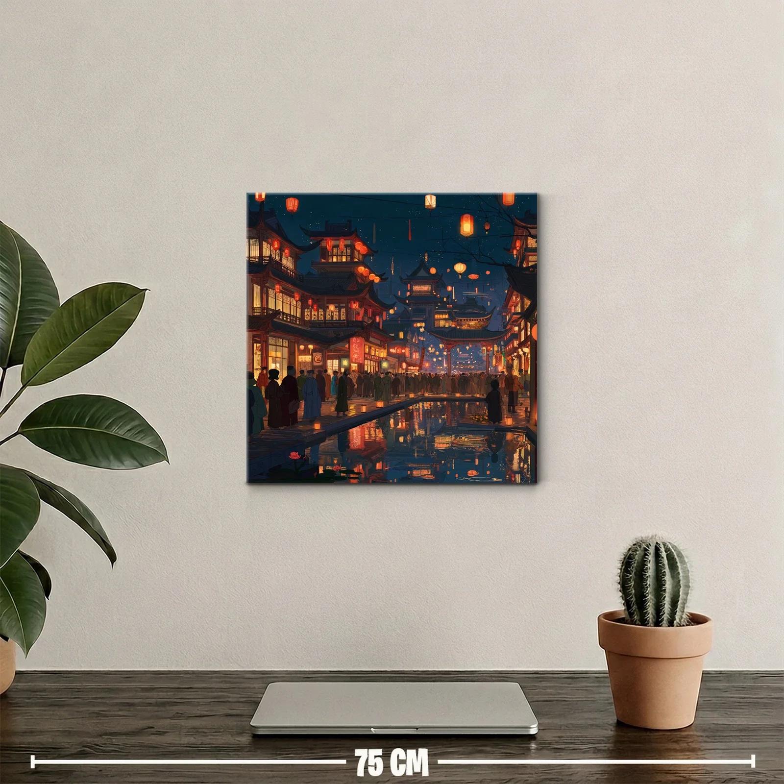 Noche de linternas en barrio tradicional oriental — miniatura 2