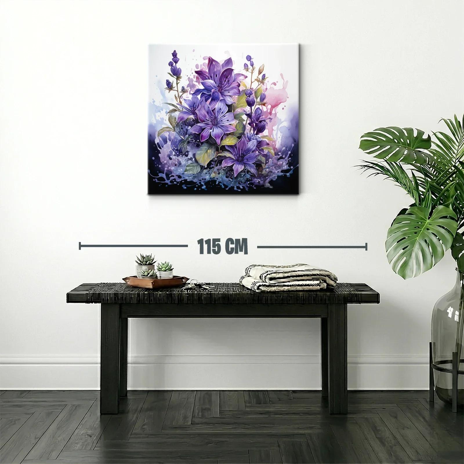 Flores violetas vibrantes con detalles en acuarela — miniatura 2