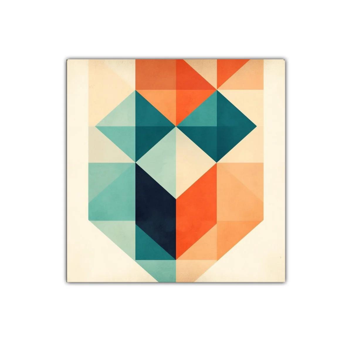 Composición geométrica en tonos cálidos y fríos equilibrados