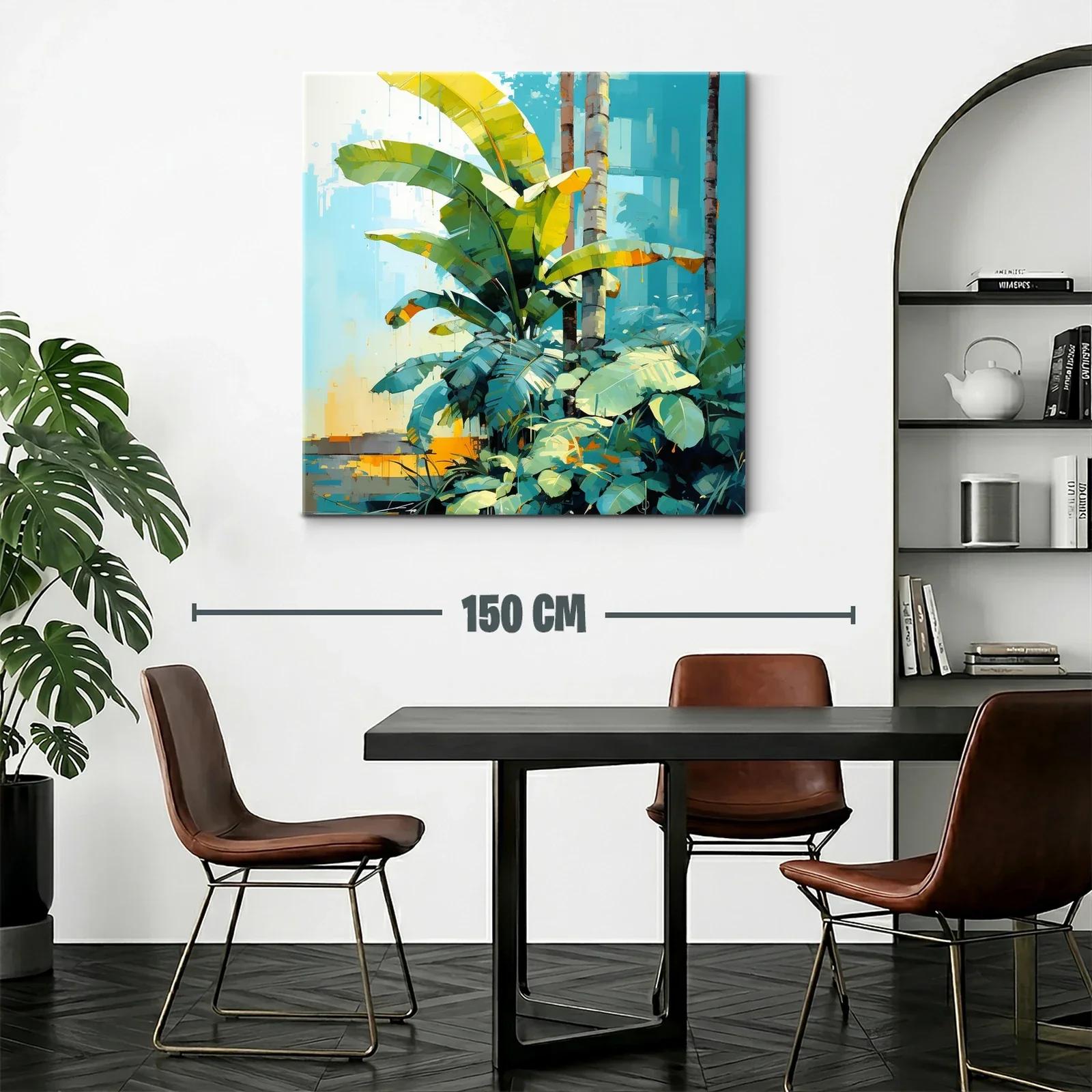 Exuberante jungla tropical con hojas verdes y luz cálida — miniatura 2