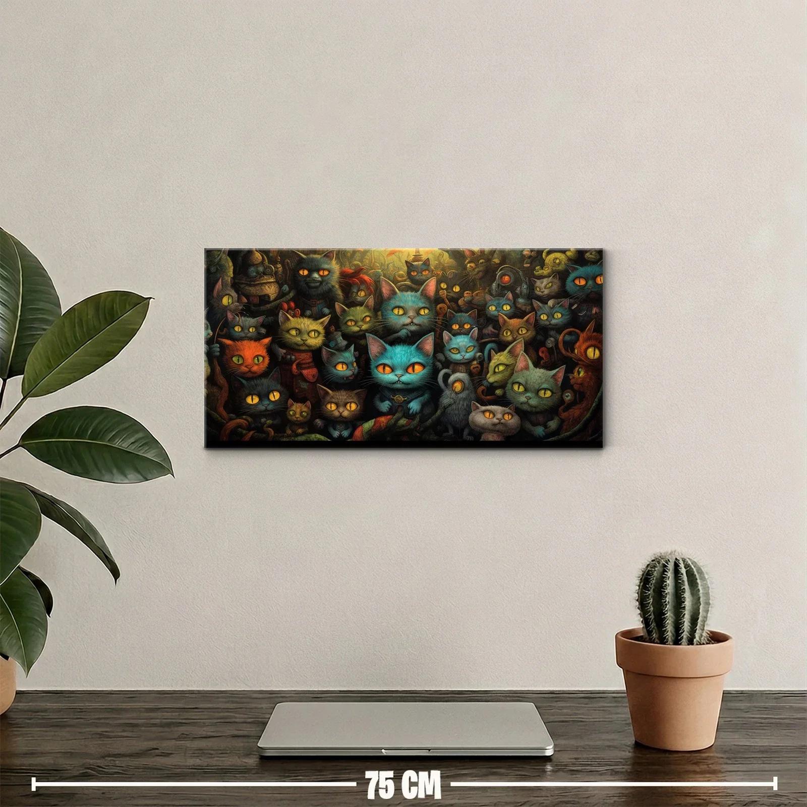 Cuadro grupo de gatos de ojos grandes con rostros superpuestos — miniatura 2