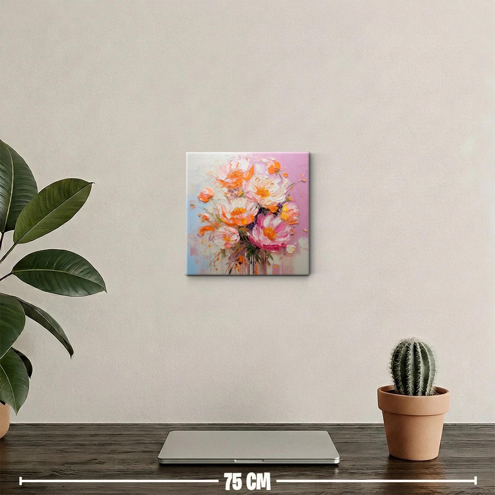 Cuadro decorativo con ramo de flores en tonos cálidos y delicados — miniatura 2