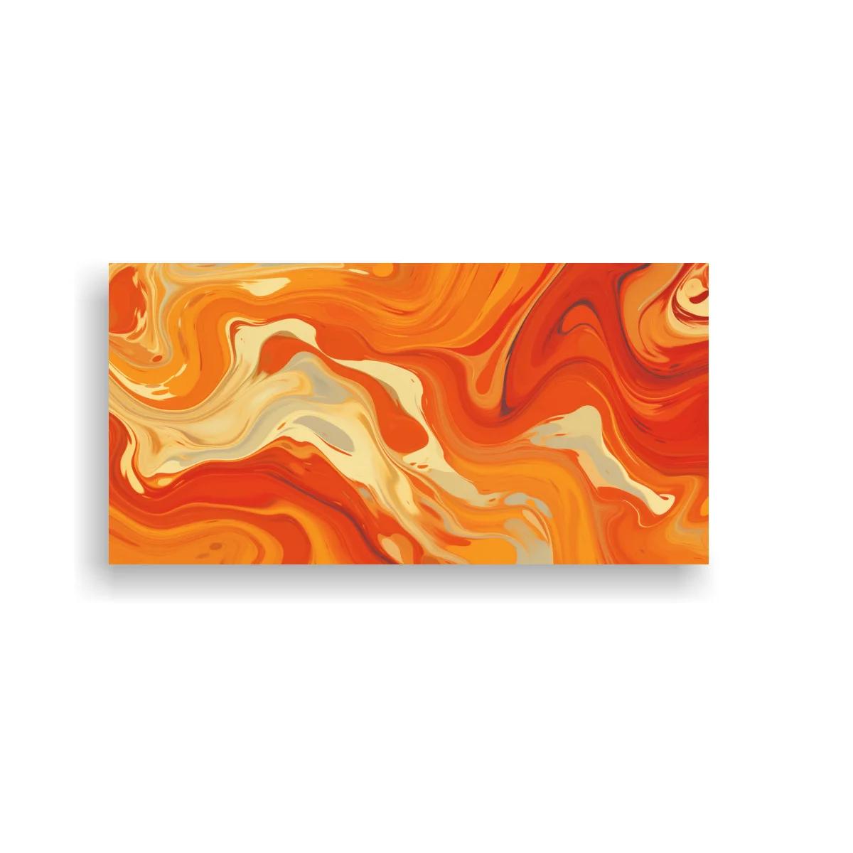 Cuadro remolino de pintura marmolada naranja