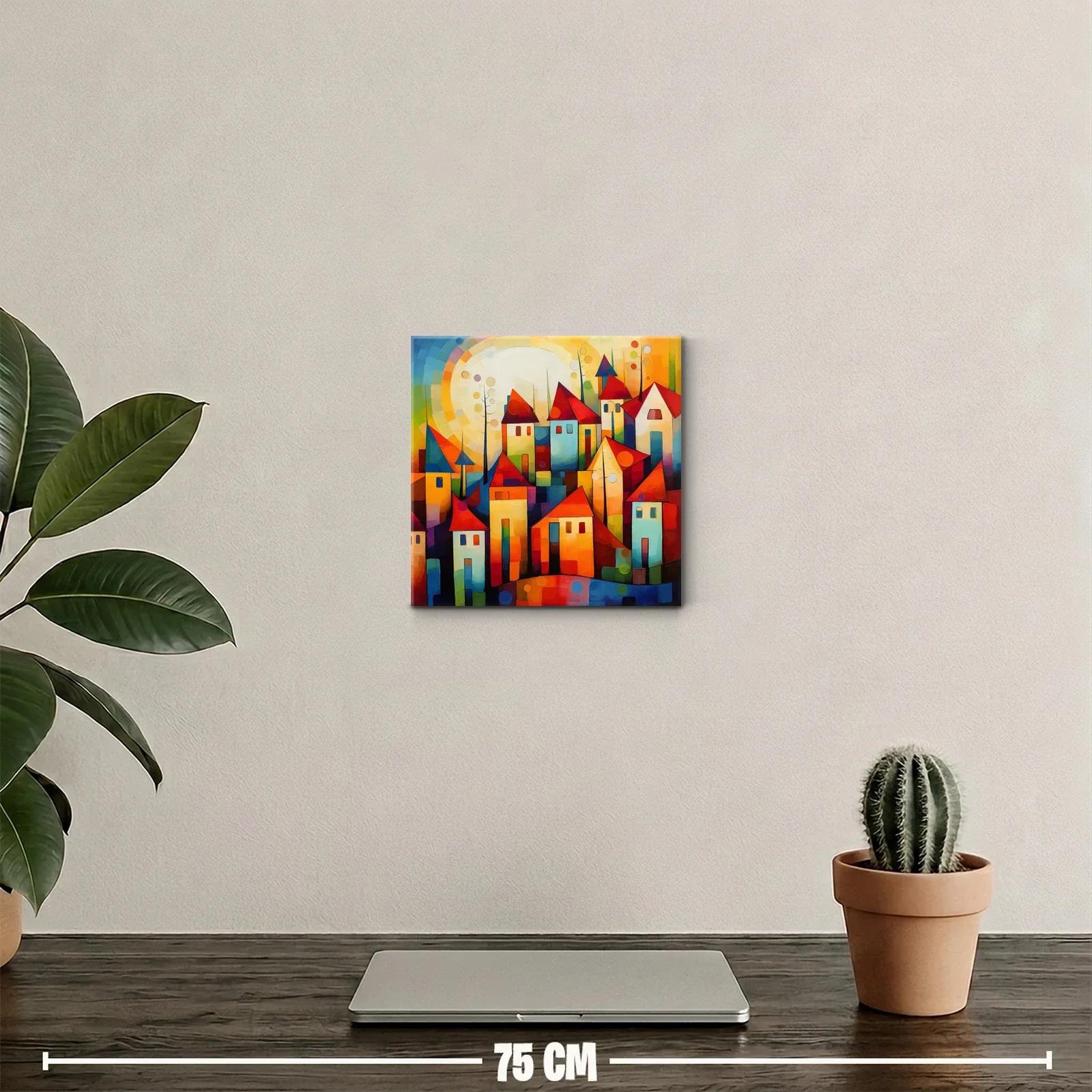 Pueblo colorido con techos rojos y atmósfera luminosa — miniatura 2