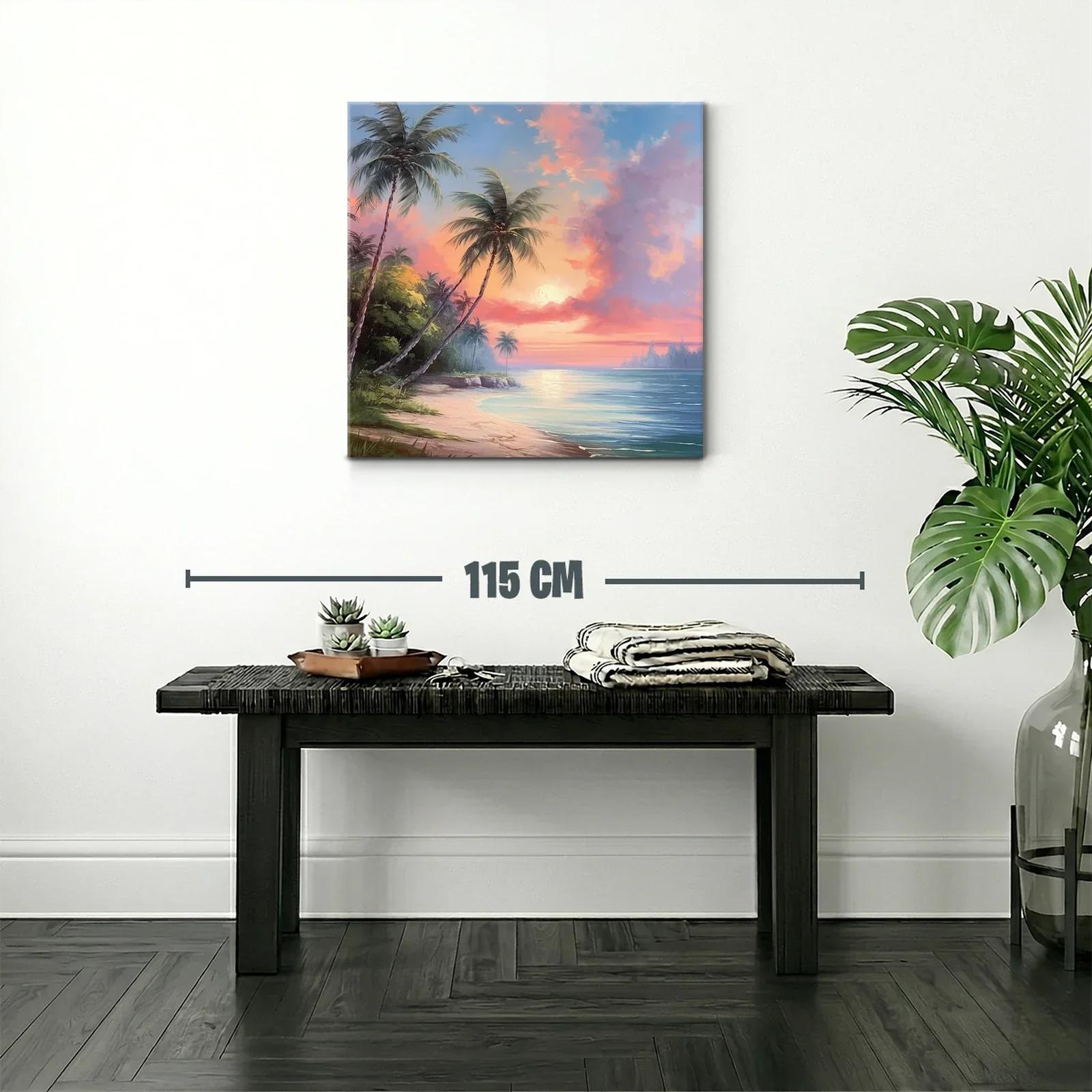 Atardecer tropical con palmeras junto al mar — miniatura 2
