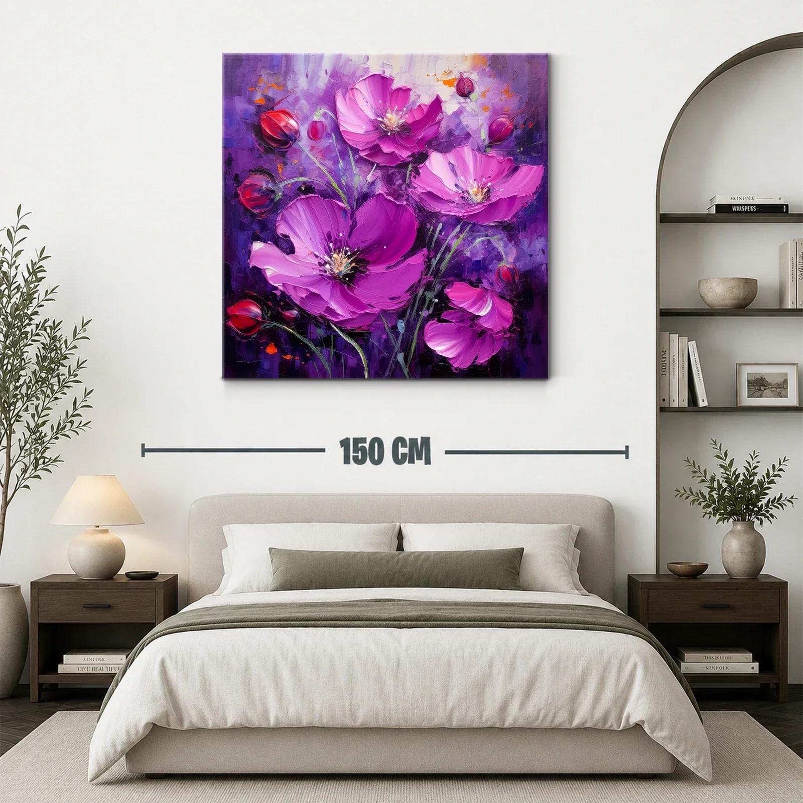 Cuadro floral en tonos violetas y fucsias vibrantes — miniatura 3