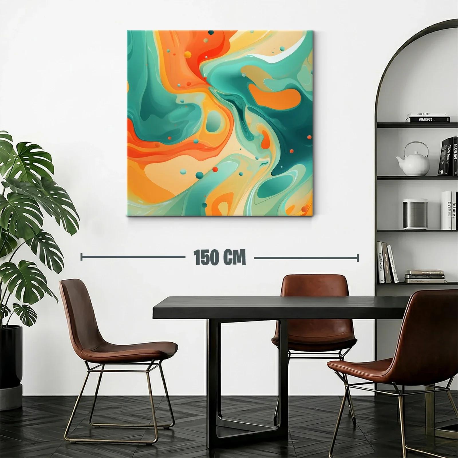 Arte abstracto con vibrantes tonos naranja y verde aqua — miniatura 2